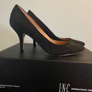 INC Zitah 3 black rhinestone pump